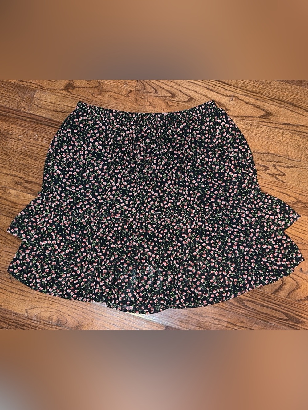 Sienna Sky Black Skirt with Pink Floral Print